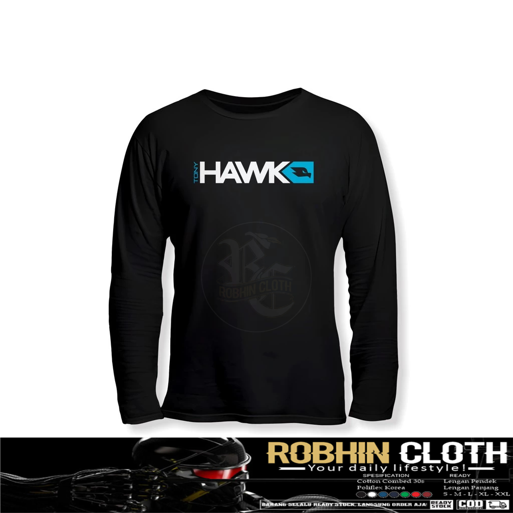 Kaos Baju Tony Hawk Logo Lengan Panjang Kaos Distro