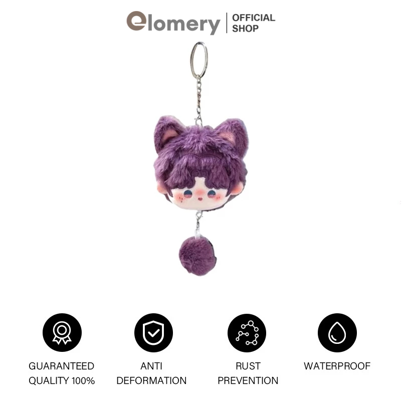 Elomery Gantungan Kunci Hiasan Boneka Doll Fluffy Cotton Ball Lembut Kartun Lucu