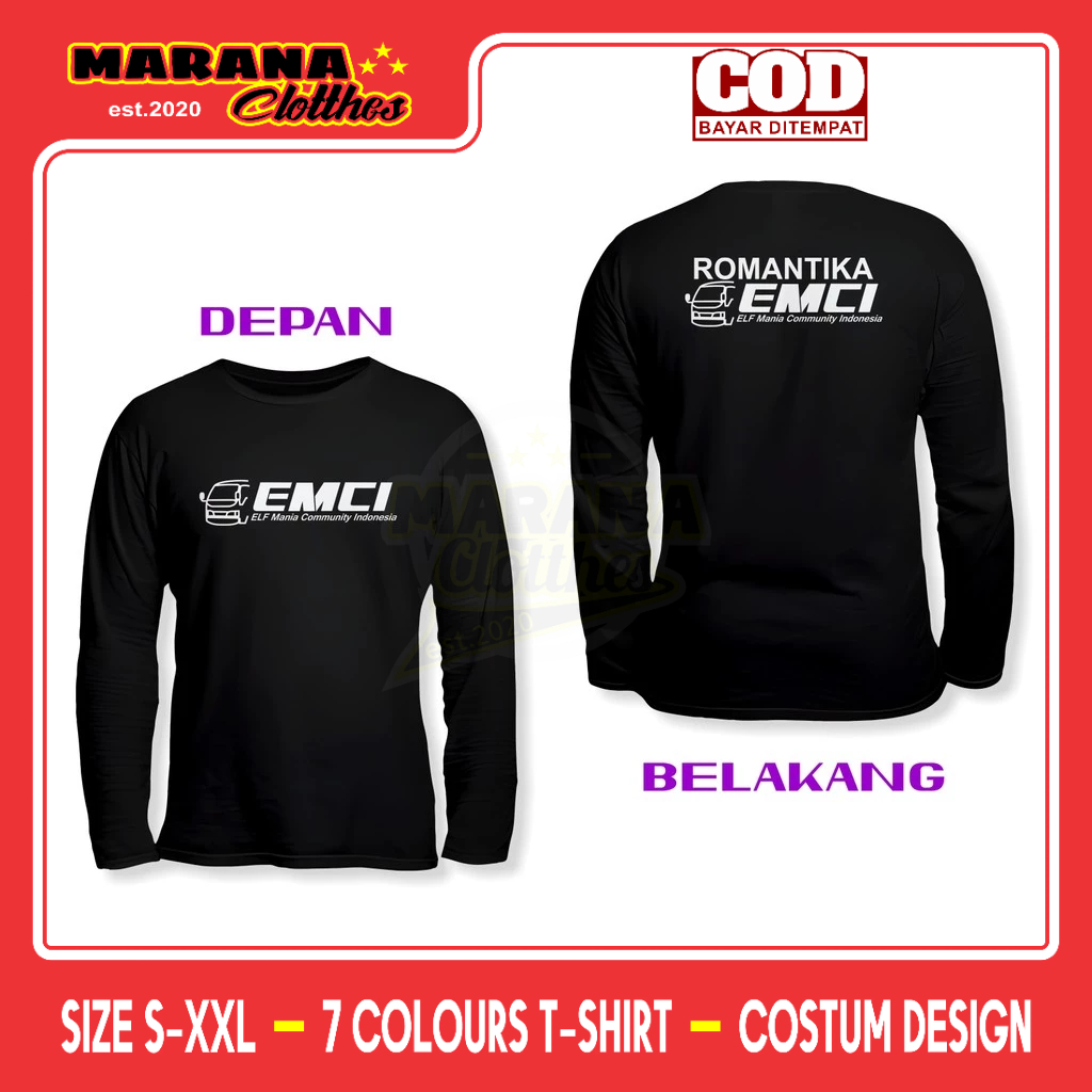 Kaos ELF MANIA COMUNITY ROMANTIKA DB Lengan Panjang Baju Otomotif