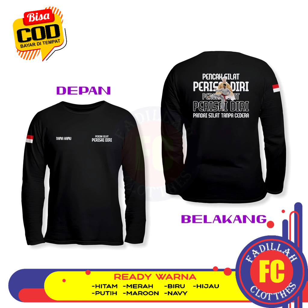 Baju Kaos Pencak Silat Perisai Diri Gratis Nama DB Lengan Panjang Kaos Distro