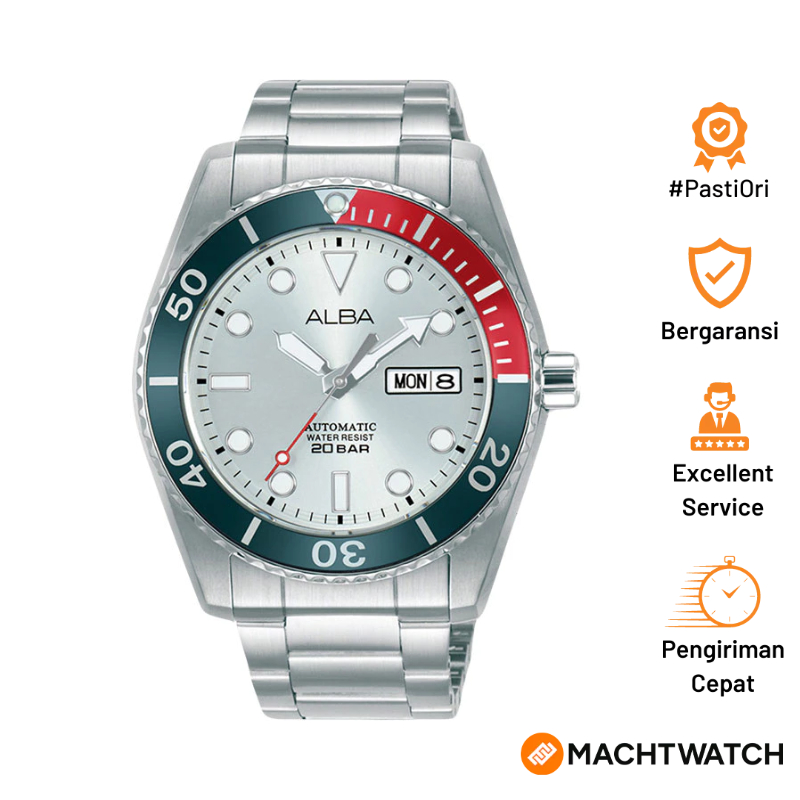 [PESTA HALILINTAR] Jam Tangan Pria Alba Mechanical AL4295X1 Automatic Men Pepsi Silver White Dial St