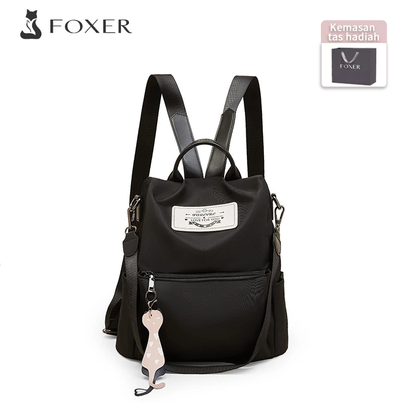 FOXER Tas Ransel Wanita Tas Ransel Kasual Sederhana Tas Ransel Kain