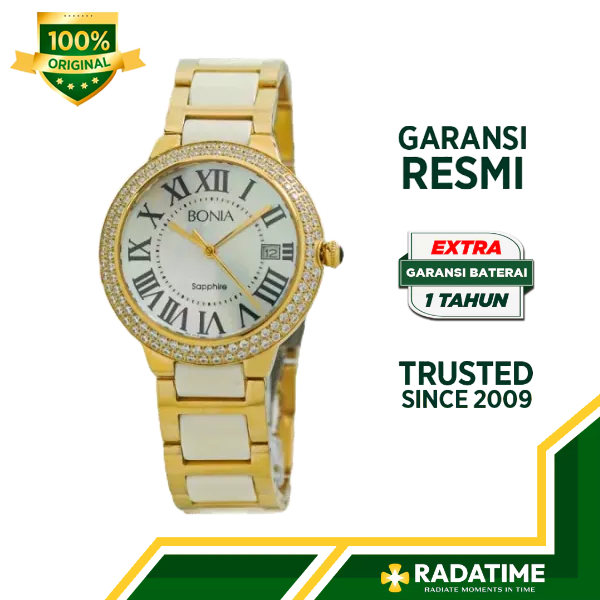 Jam Tangan Wanita Bonia 100% Original -Ceramic Gold BNB10035-2221S
