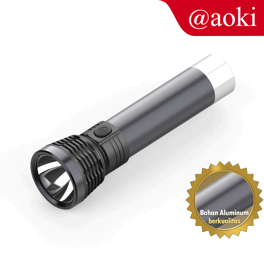 AOKI Senter tangan Aluminum 10W+4SMD terang tahan lama super led rechargeabel dapat diisi ulang lamp