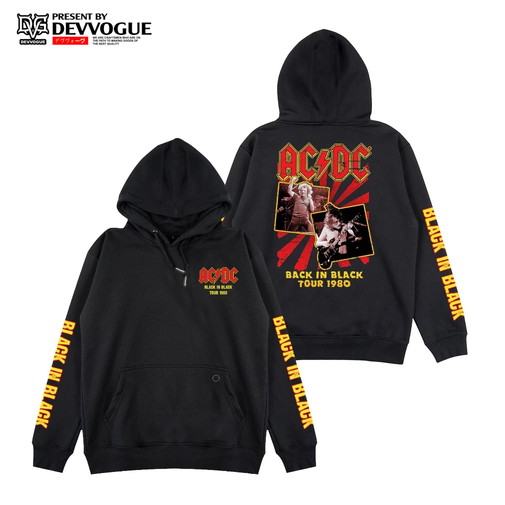 DEVVOGUE Hoodie Distro Acdc Tour 1980 Cotton Fleece