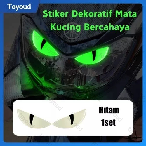 3D Sticker Motor Sticker Lampu Stiker Dekoratif Mata Kucing Bercahaya Stiker Reflektif Mobil Hias