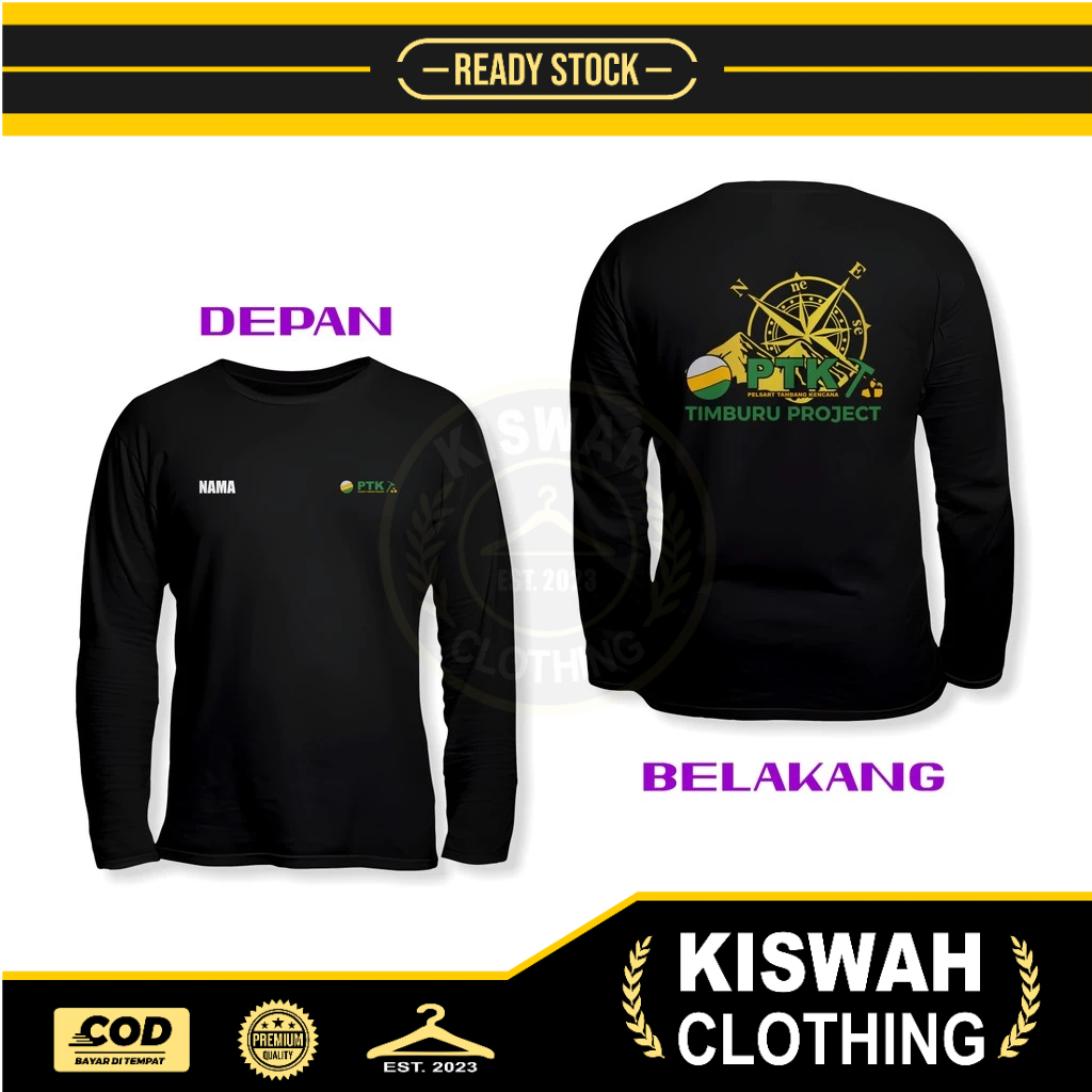 Kaos Tshirt PTK Logo Timburu Broject Gratis Nama DB Lengan Panjang Kaos Distro