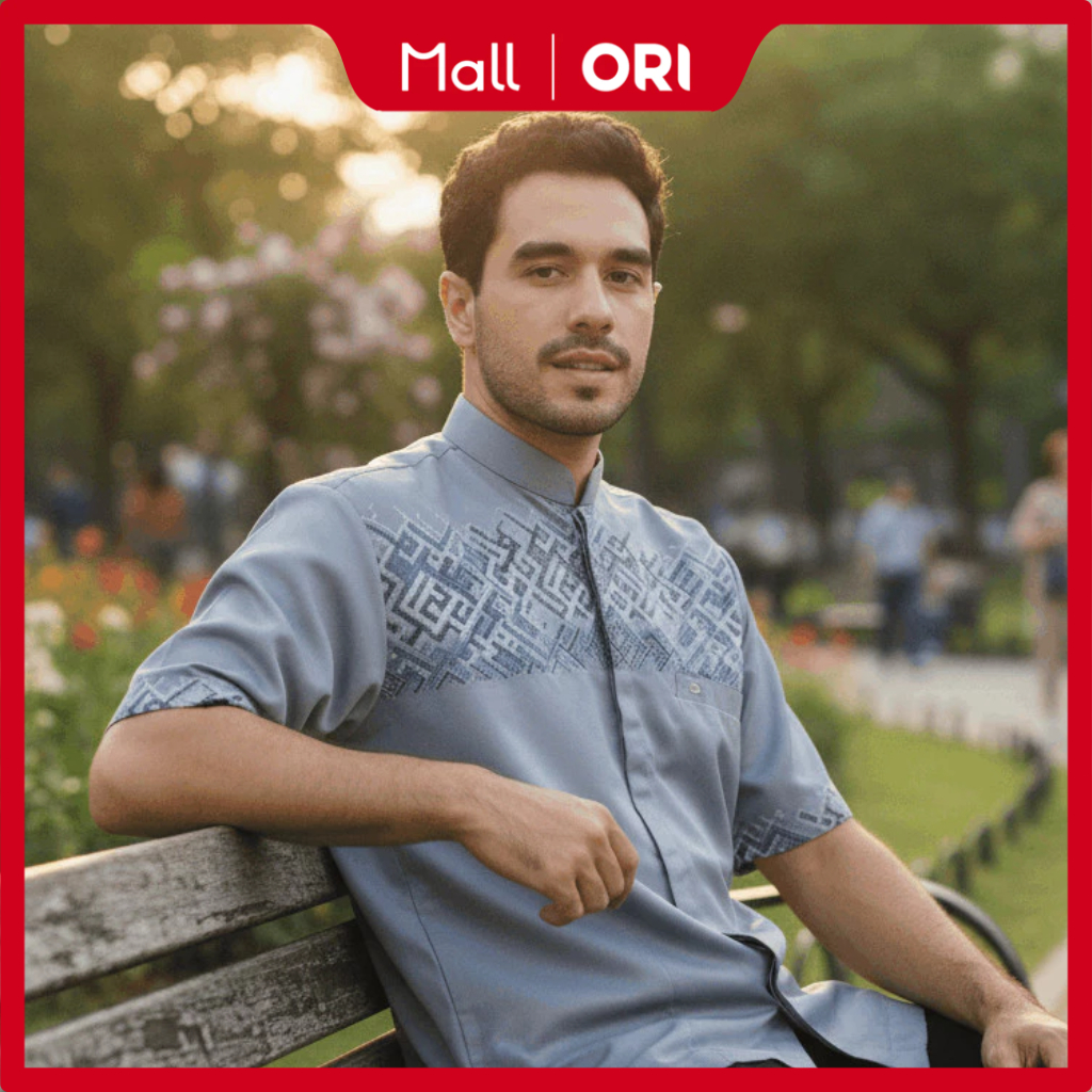 PRESIDENT – Baju Koko Pria Muslim AL BAHUSEIN – Baju Taqwa Pria Putih Polos Motif Bordir Modern Rapi