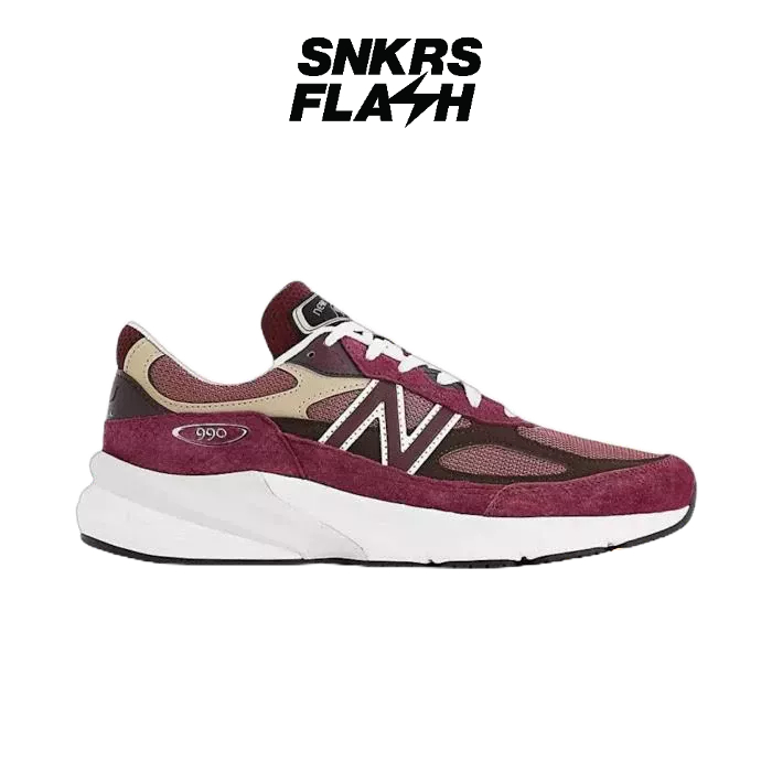 NEW BALANCE 990 V6 Made In Usa Burgundy Sepatu Sneakers Pria - U990BT6 - Size 44