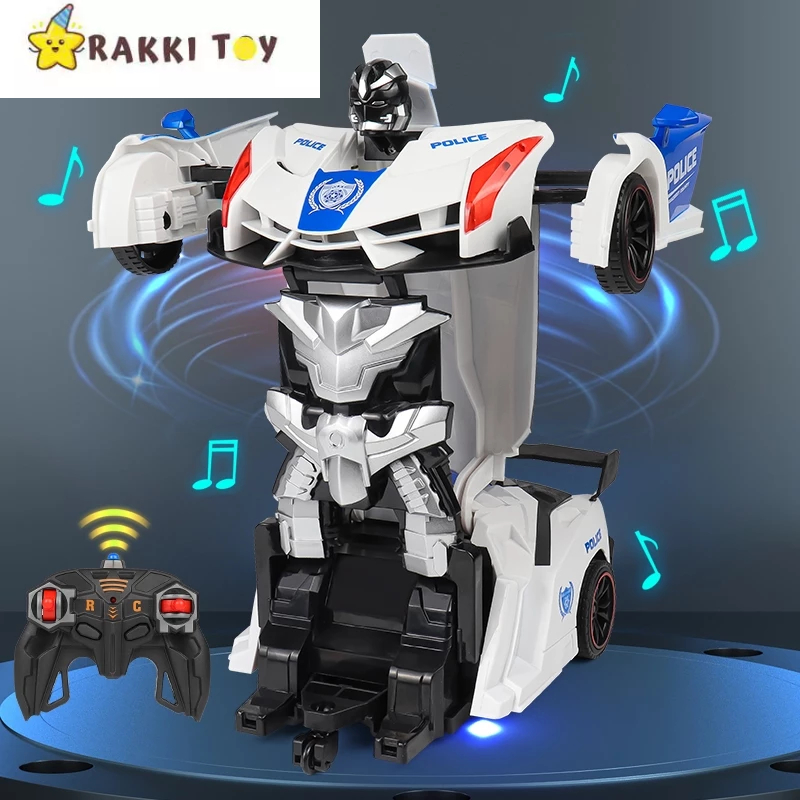 RC Police Car Transforming Robot 2.4GHz – Mobil Polisi Robot Keren dengan Lampu LED