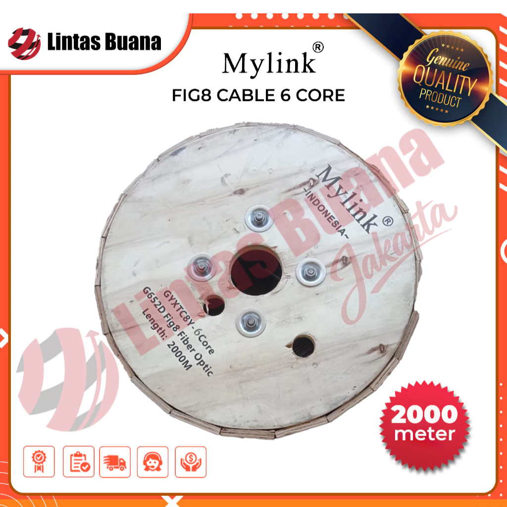 Kabel Fiber Optik-  6 core figure 8 2km Mylink