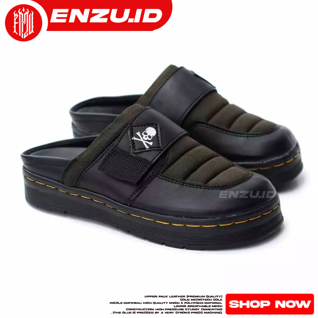 Sepatu Sandal Pria Casual Hitam Sol Tebal Slop 39-44