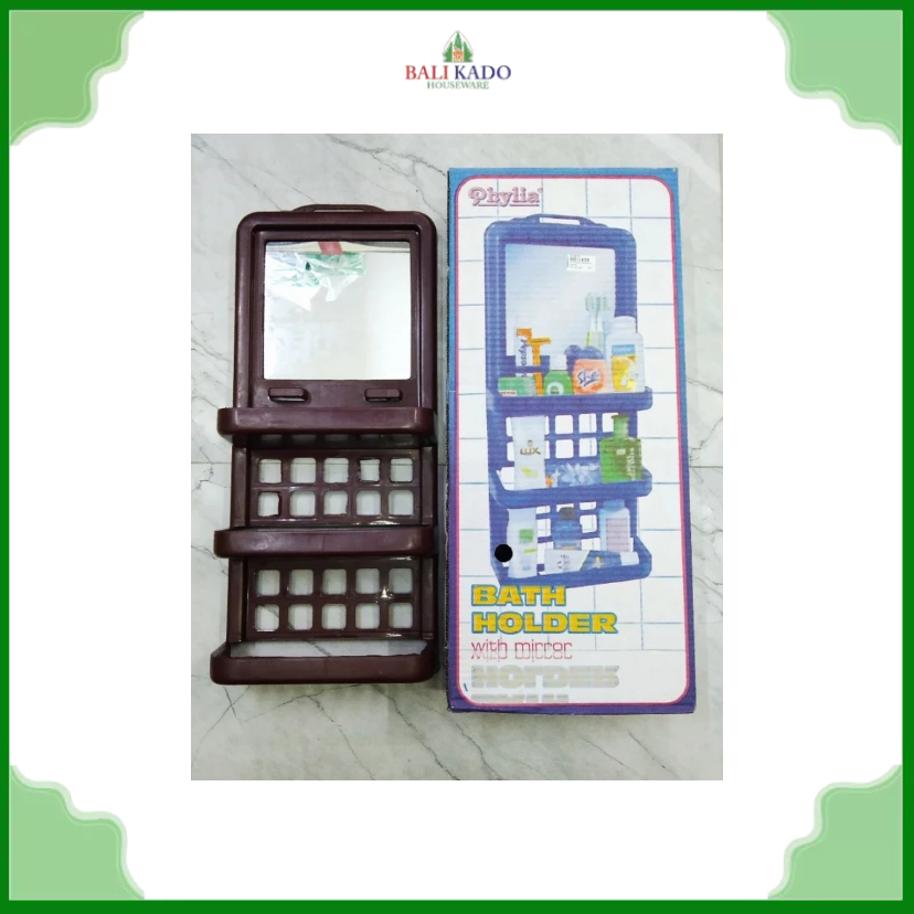 Phylia 1501 MR Rak Cermin Gantung / Rak Kamar Mandi Sabun Kosmetik / Kaca Gantung Toilet Multifungsi
