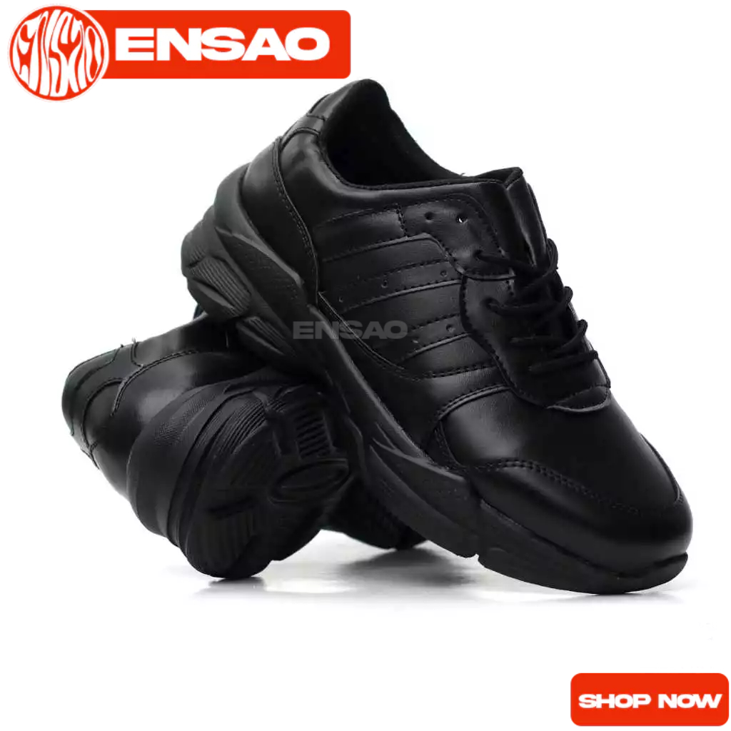 Sepatu Sneakers Pria Hitam Kulit Sintetis