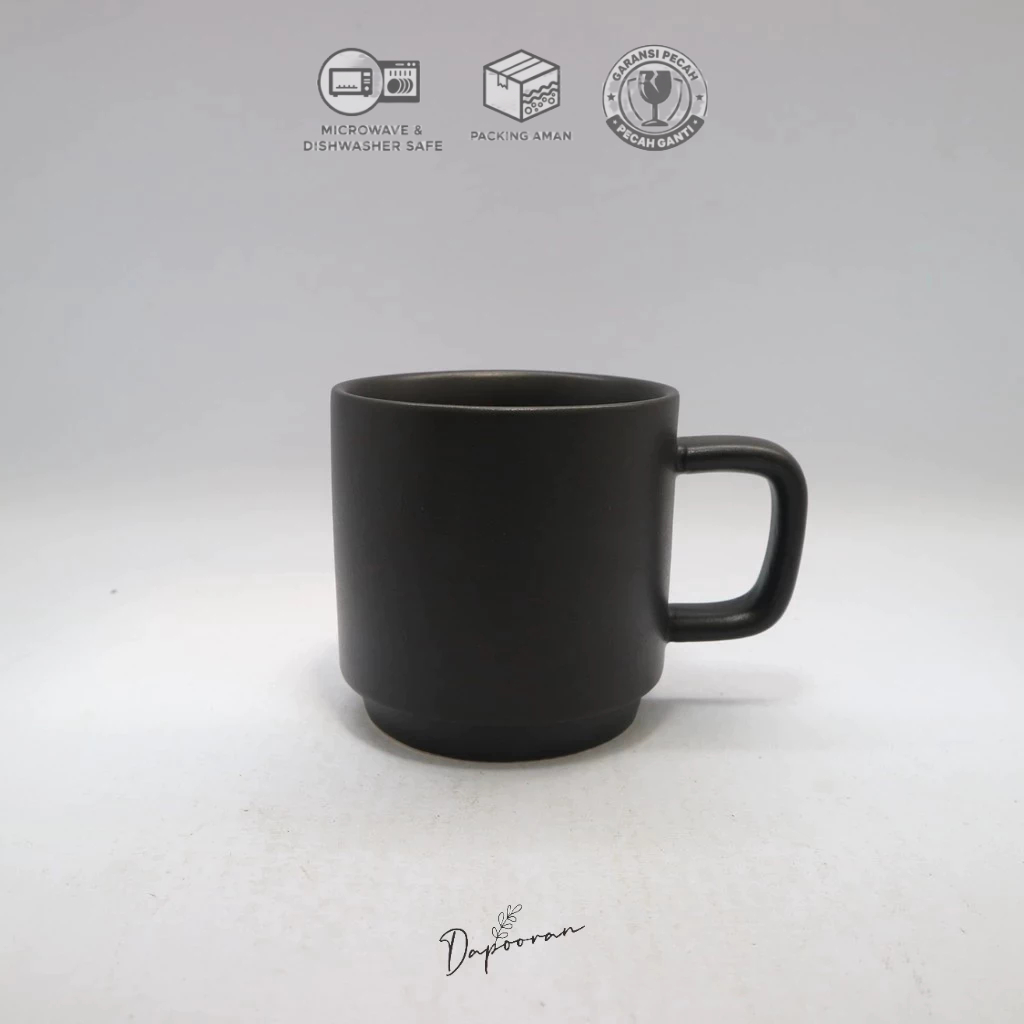 Black Doff Mug/Mug 300 mL/Mug HORECA/Mug Aesthetic/Mug Hitam/Keramik Cantik