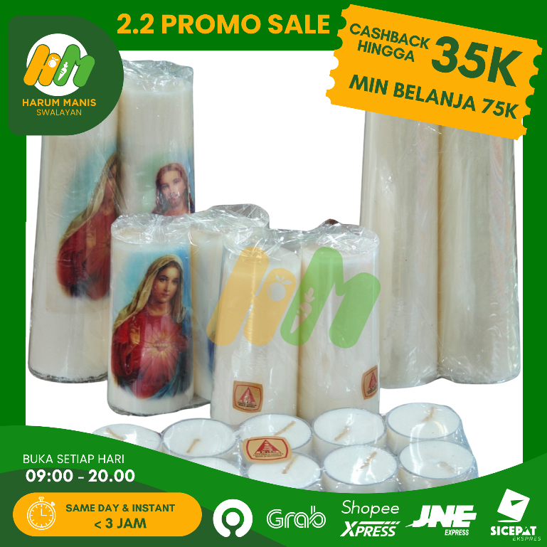 LILIN PUTIH / LILIN LRC PUTIH BESAR / LILIN UNTUK IBADAH / LILIN BATANGAN / LILIN BULAT KECIL