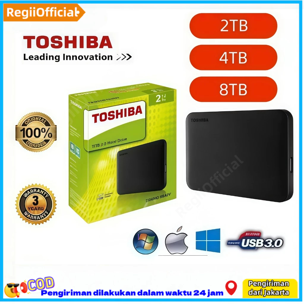 Toshiba Canvio Basic 2TB 8TB HD Hardisk Eksternal/ HDD External USB 3.0 Portable Hardisk External Ha