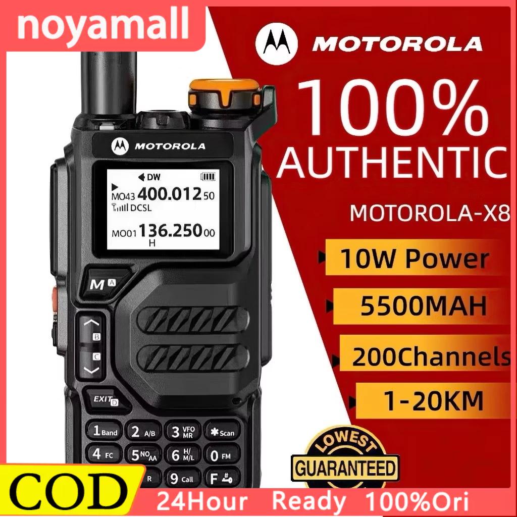 HT MOTOROLA X8 Radio Genggam 10W High Power Dual Band UHF/VHF Type-C charging K Headset Jarak Jauh 2