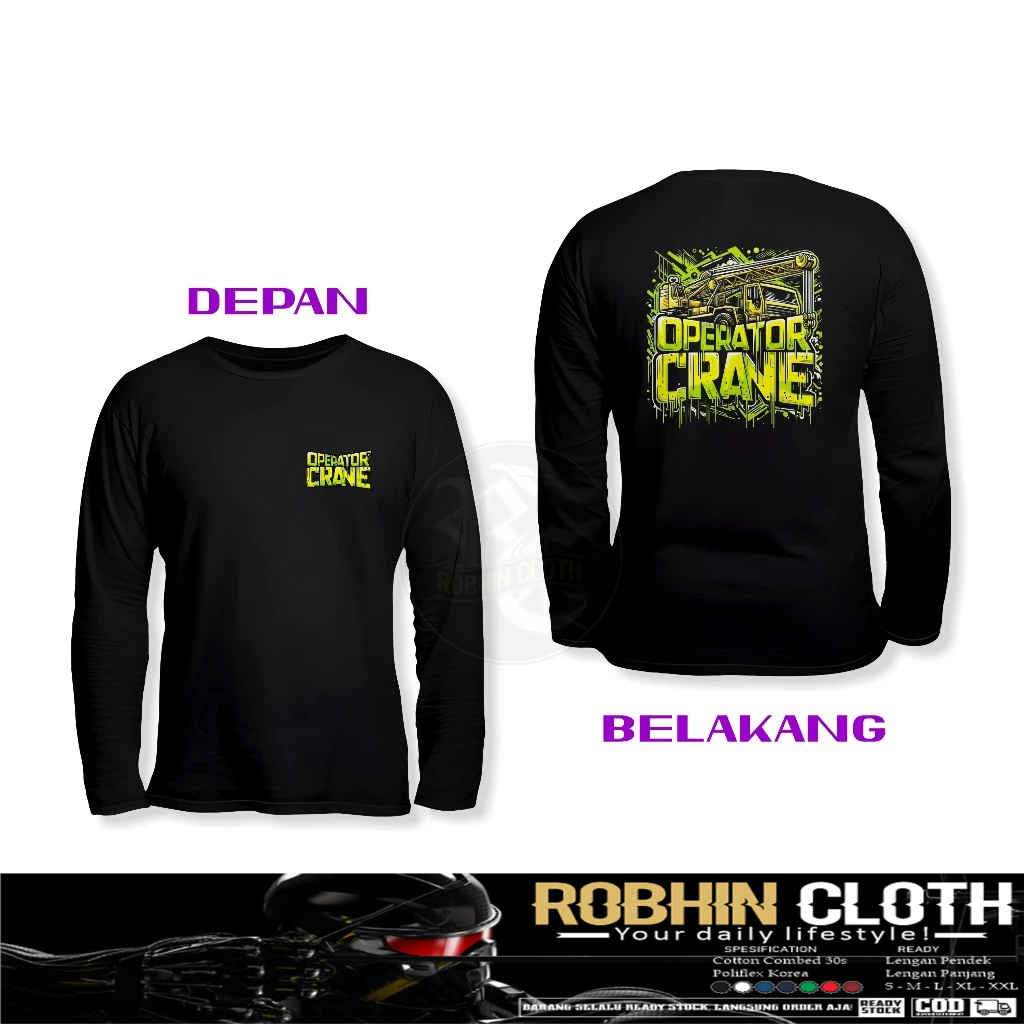 Kaos Baju Operator Crane Desain Keren DB Lengan Panjang Kaos Distro