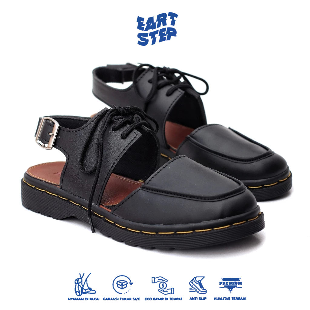 Sepatu Sandal Slop Docmart Hitam Wanita Nyaman