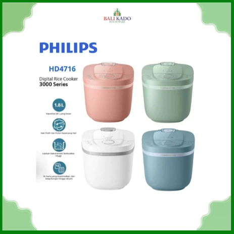 Philips Rice Cooker Digital 1,8 Liter HD-4716 / Magic Com 1,8 L Philips HD 4716 - Garansi 2 Tahun
