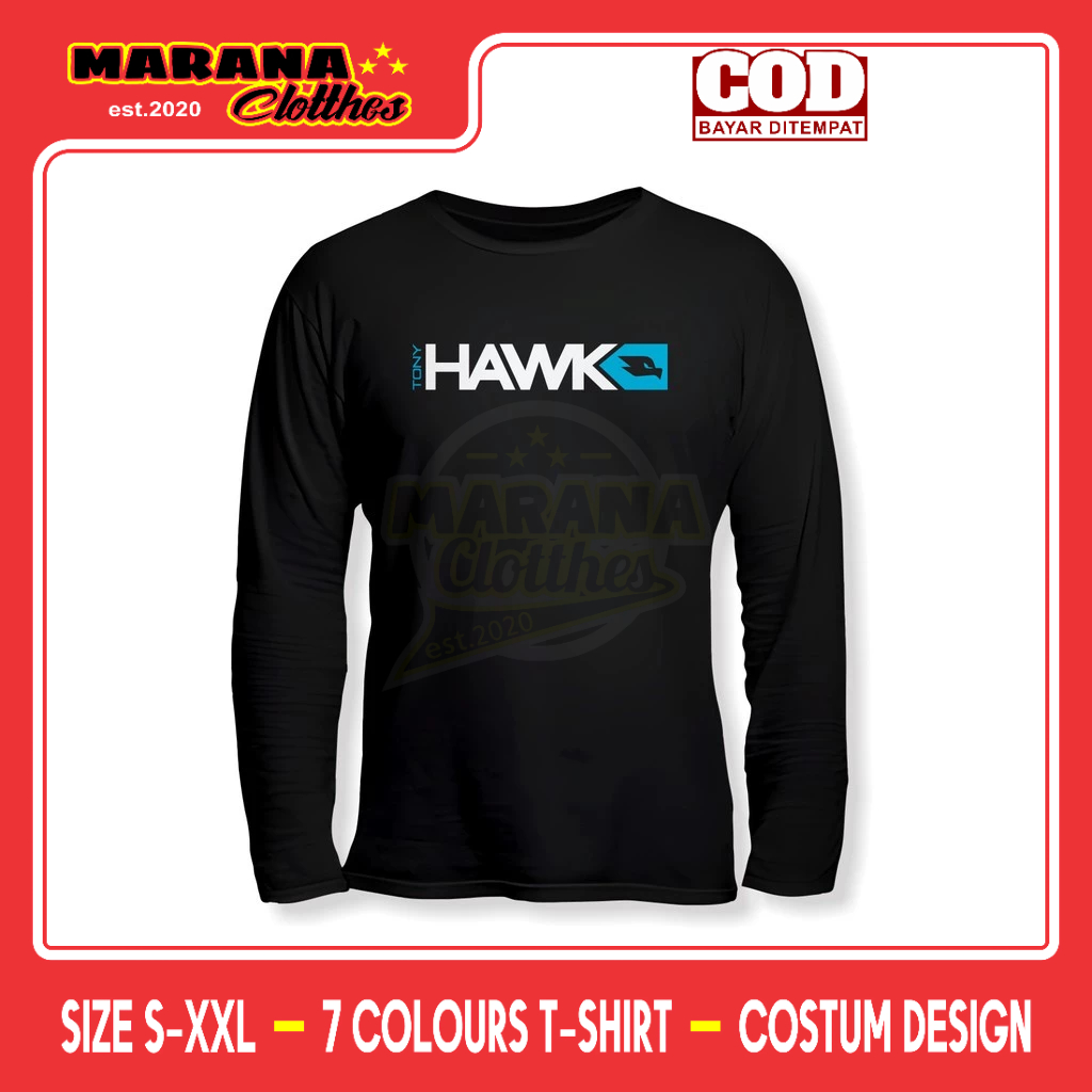Kaos Tony Hawk Logo Lengan Panjang Kaos Distro