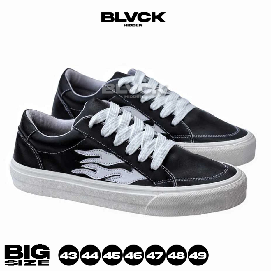 Sepatu Pria Sneakers Hitam Sekolah Ukuran Besar Jumbo 44 45 46 47