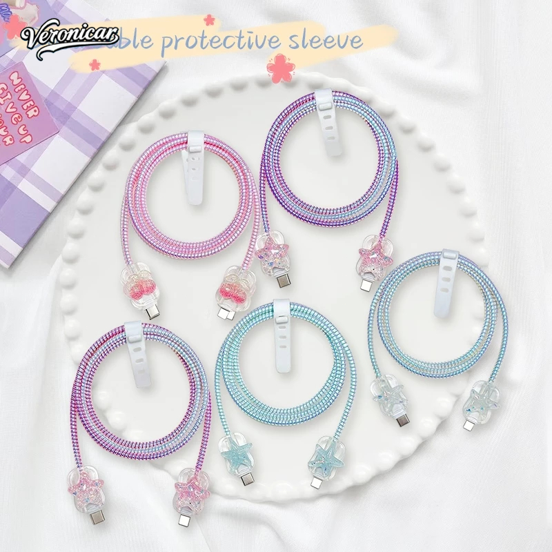 1 Set 4 item Pelindung Kabel Charger Kabel Data Kawat Kabel Data HP Untuk Iphone Samsung Xiaomi Oppo