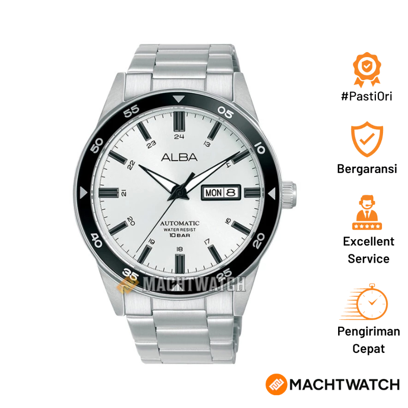 [PRJ 12.12] Jam Tangan Pria Alba Mechanical AL4599X1 Automatic Men Silver White Dial Stainless Steel