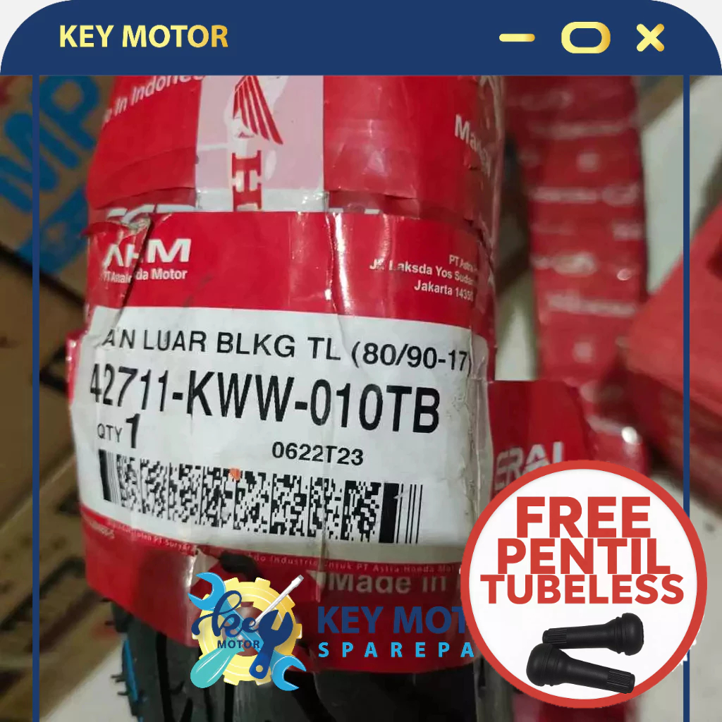 Ban Luar Motor Honda TUBELESS TUBLES 80/90-17 100% Asli dan Baru