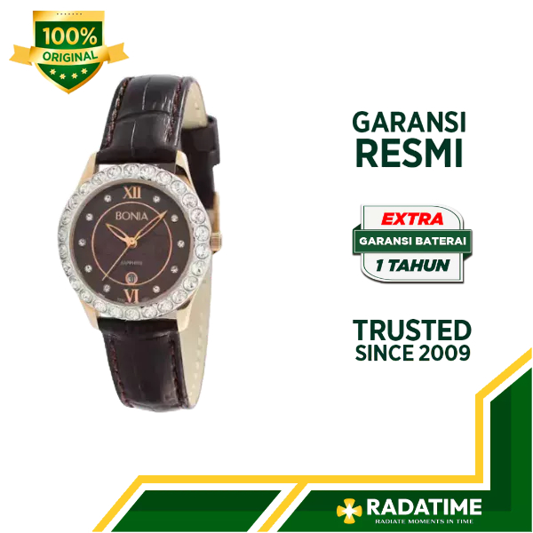 Jam Tangan Wanita Bonia Sapphire 100% Original Rose Gold B10011-2549S