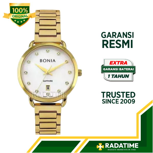 Jam Tangan Wanita Bonia Sapphire 100% Original Gold BNB10495-2257
