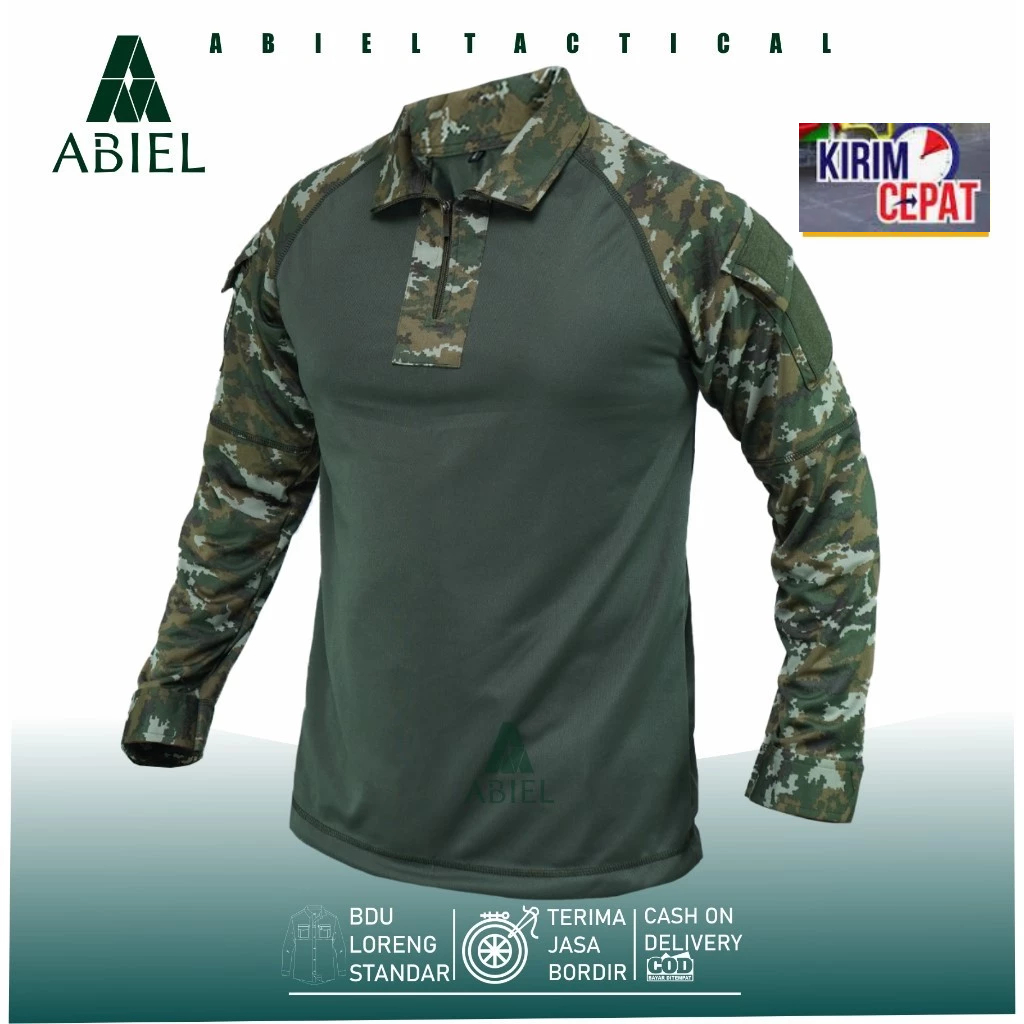 Kaos Dry Fit Doreng Tactical Bdu Pria Loreng Malvinas Green Sage Bahan Dryfit