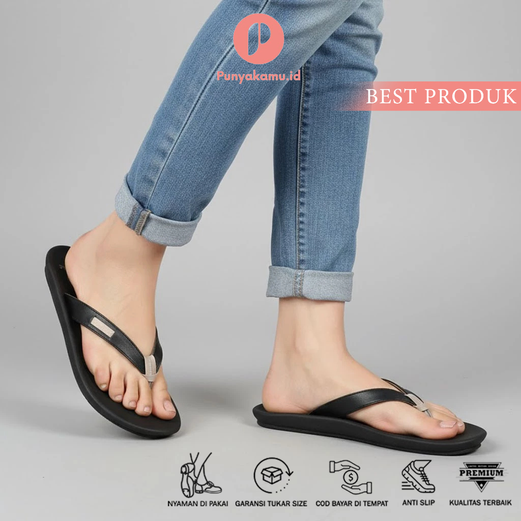 Sandal Sendal Jepit Kulit Asli Pria Cowok Ori Murah Terbaru - BIAN