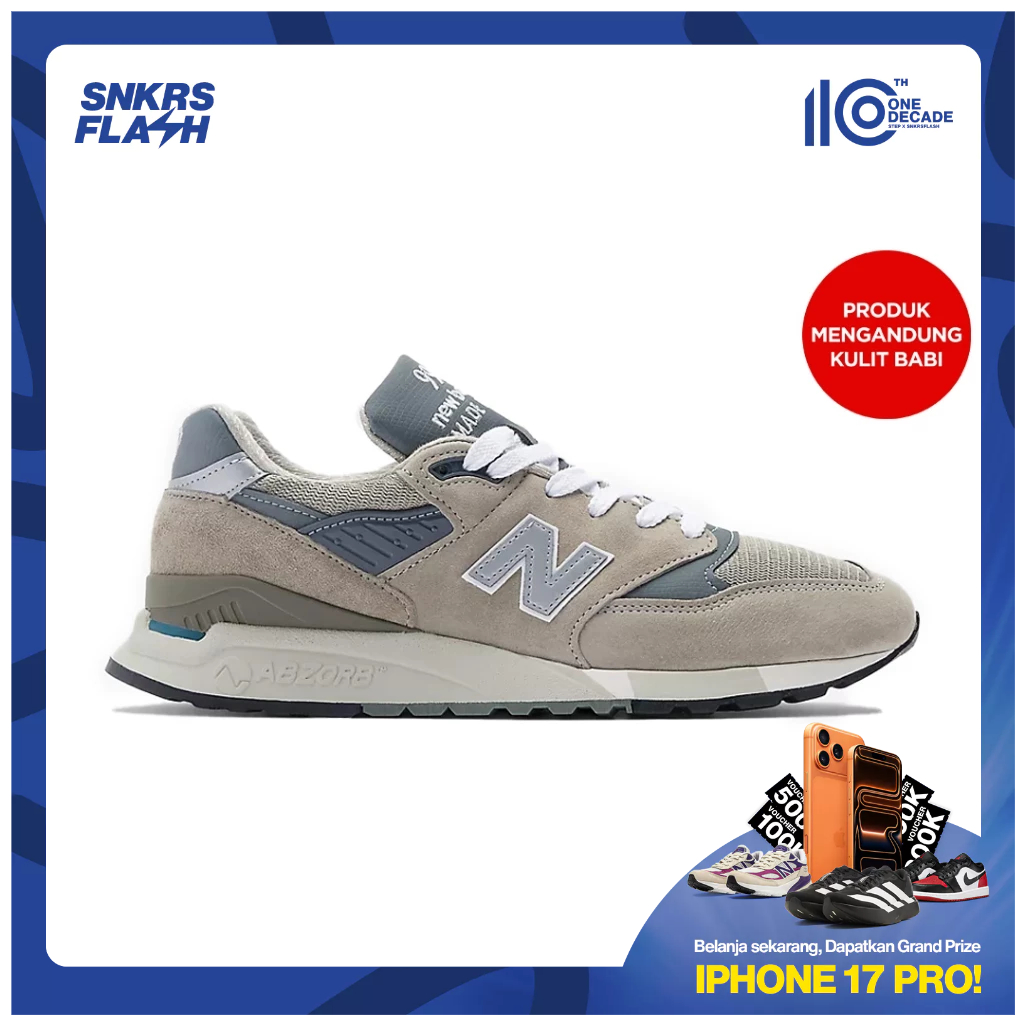 NEW BALANCE 998 Made In Usa Grey Sepatu Sneakers Pria - U998GR