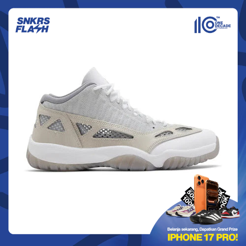 NIKE Jordan 11 Retro Low Orewood Grey White Sepatu Sneakers Pria - 919712102