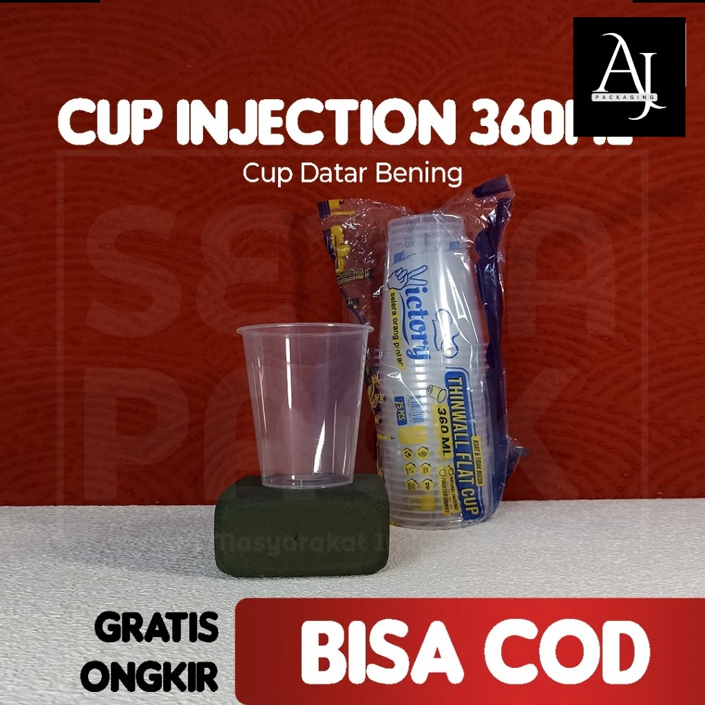 Cup Plastik Injection HALAL Tebal 360ml 12oz