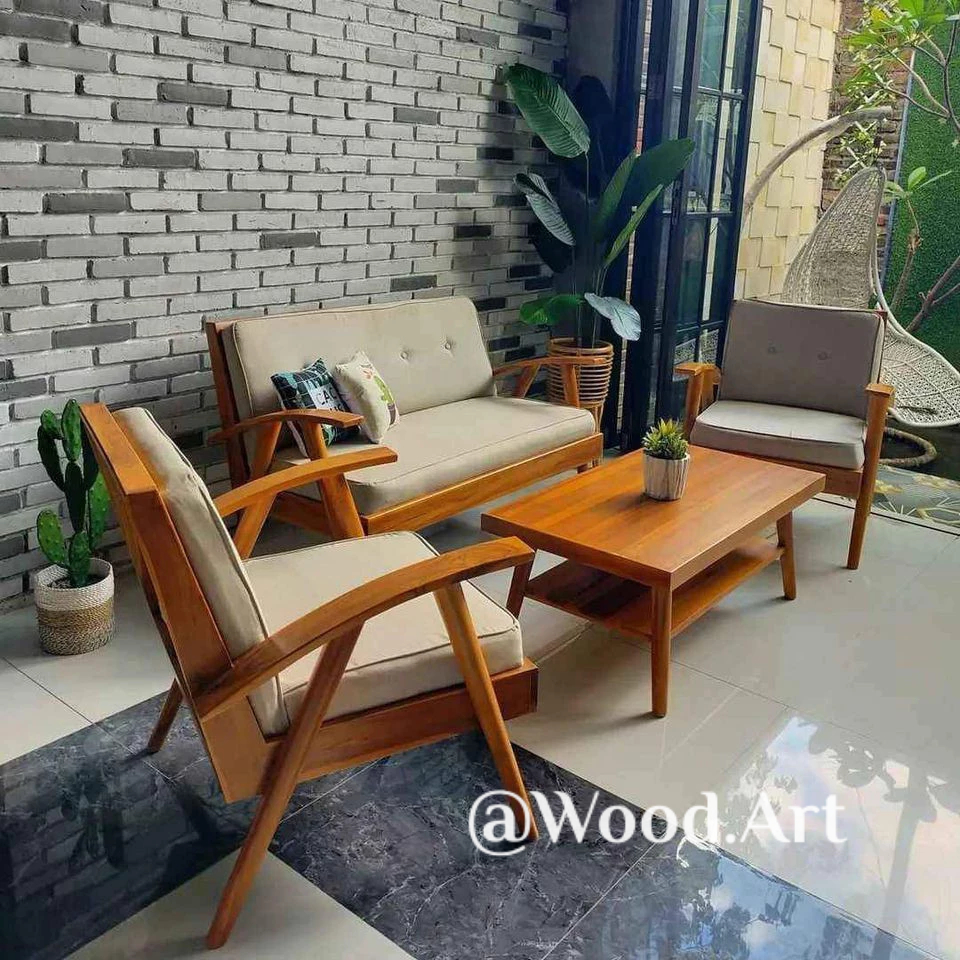 KDM Set Kursi Tamu Jengki Retro Klasik Khas Jawa kayu jati baik pilihan Wood Art Furniture