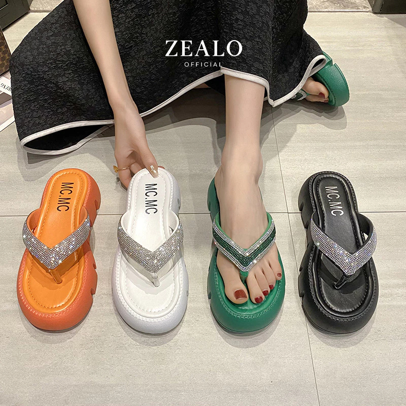 Zealo zealo 295 Sandal Wanita Jepit Glitter Platform – Sandal Santai Wanita Tebal & Nyaman – Sandal 