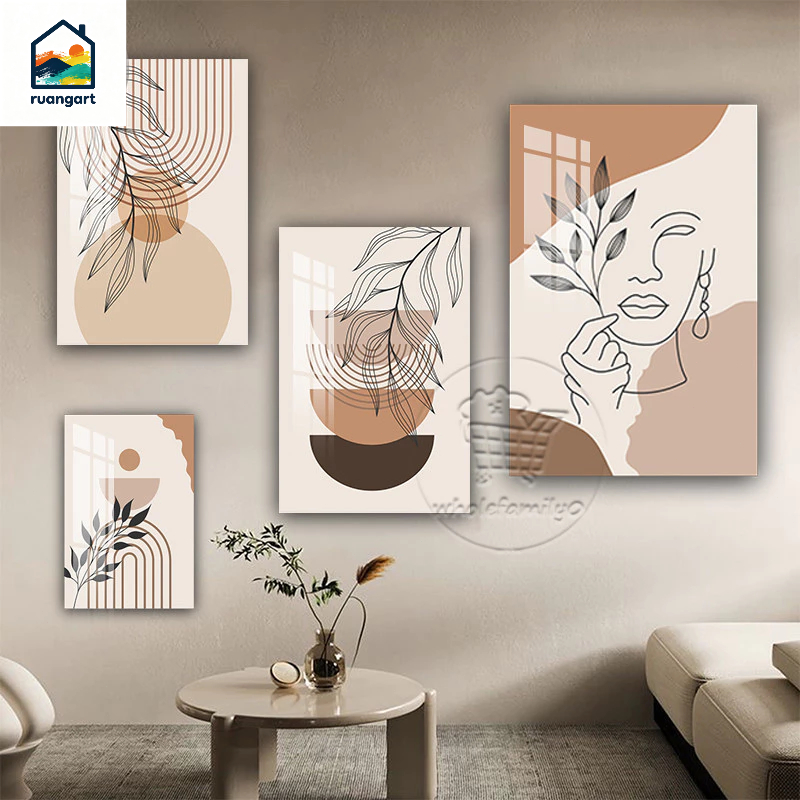 Hiasan dinding aesthetic Cetakan Seni Garis Minimalis Cetakan Seni Mewah Dekorasi Ruang Tamu Lukisan