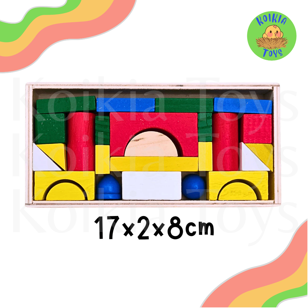 Mainan edukasi anak balok kayu aneka bentuk wooden block balok pintar