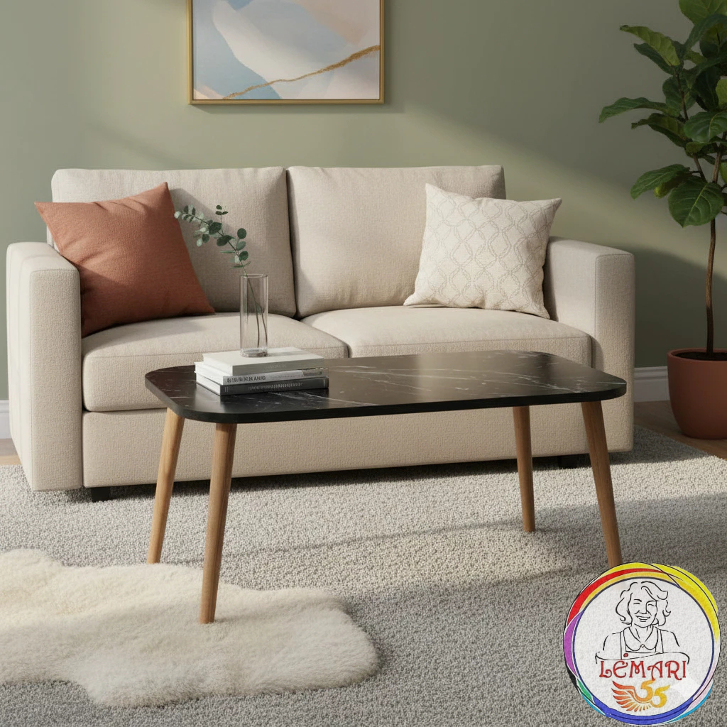 Meja Ruang Tamu Minimalis Coffee Table Meja Serbaguna - Meja motif marble - Meja Kopi Ruang Tamu San