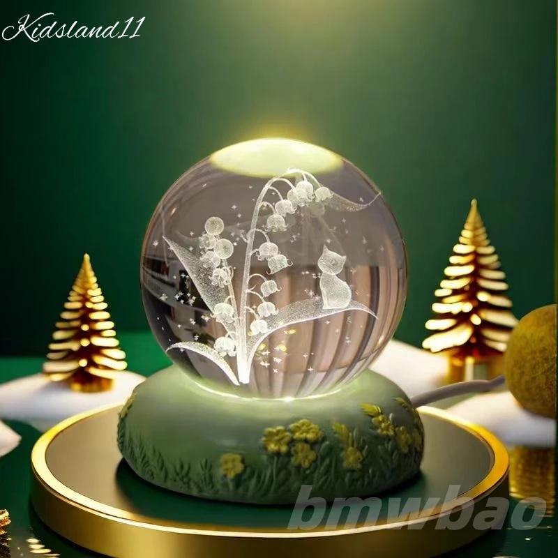 Lampu malam bola kristal mawar Lampu malam bola kristal kreatif