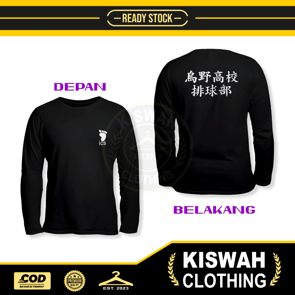Kaos Tshirt Olahraga Karasuno Haikyuu DB Lengan Panjang Baju Anime