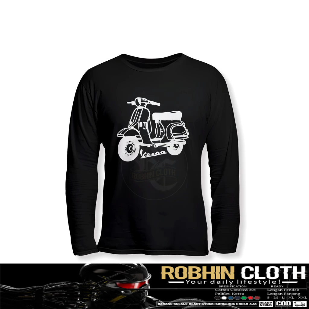 Kaos Baju Vespa Lengan Panjang Baju Otomotif