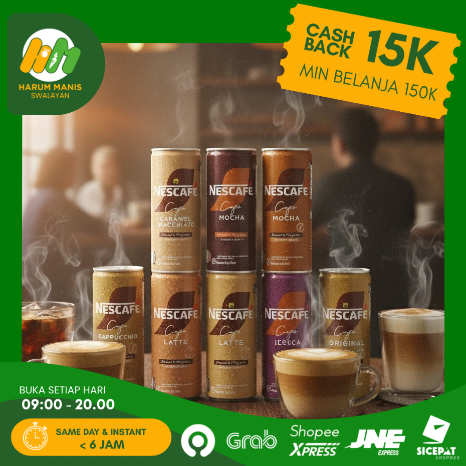 MINUMAN KALENG NESCAFE / NESCAFE CAPPUCCINO / NESCAFE ICE BLACK / NESCAFE CARAMEL / NESCAFE LATTE / 
