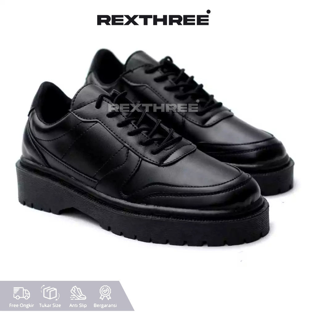 Sepatu Pria Formal Oxford Hak Tinggi Kulit Sintetis Sole Rubber Hitam