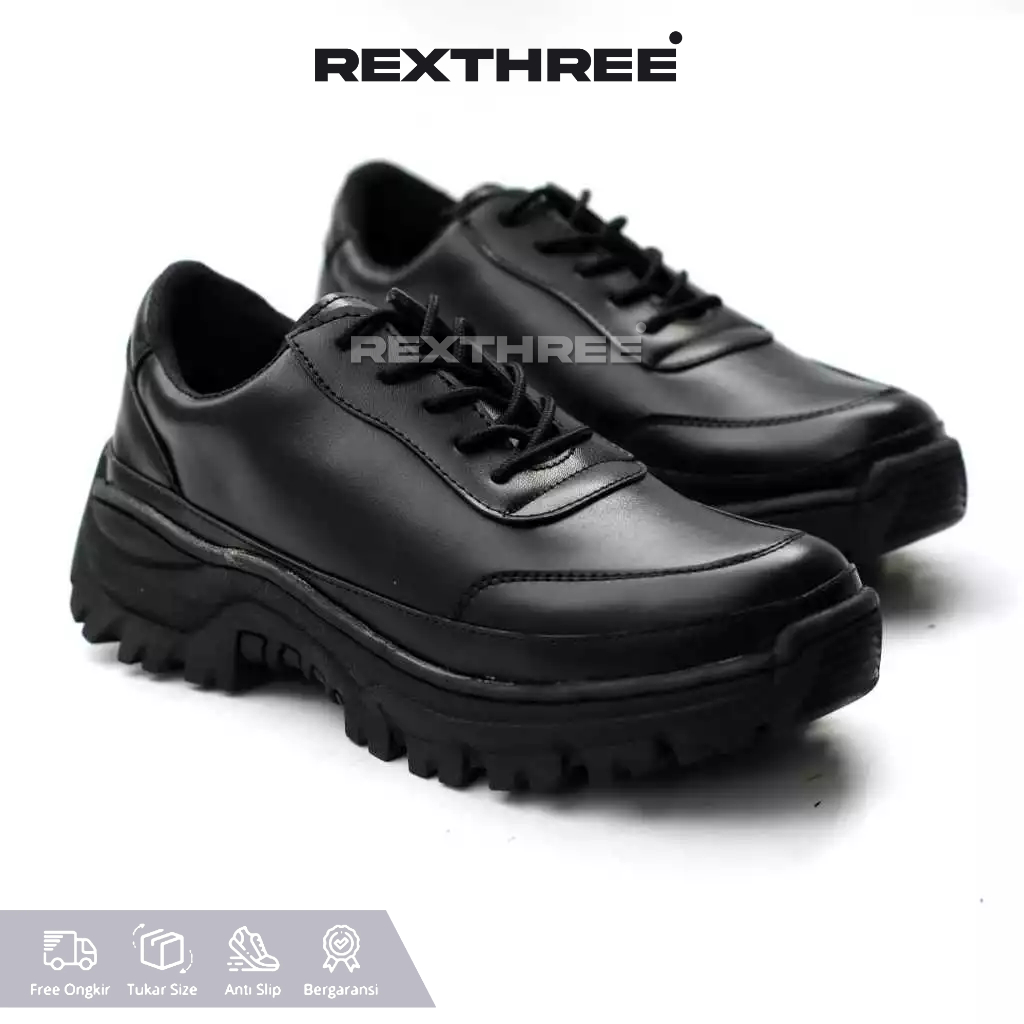 Sepatu Casual Hitam Kulit Sintetis Hiking Pria