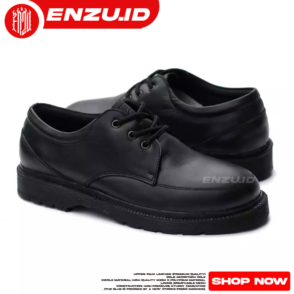 Sepatu Docmart Formal Pria Kulit Asli Hitam