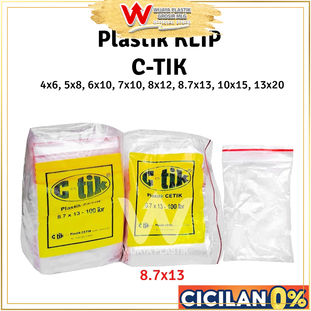 Plastik Klip [C-Tik] 8.7x13 --- 100 pcs @Pack | 8x13 c-tik ctik mata merah putih sambal obat 8x13 se